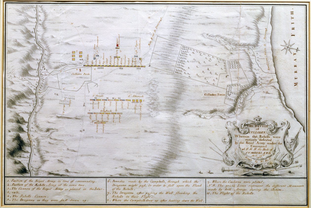 Plan der Schlacht von Culloden, 16. April 1746 von William Hall