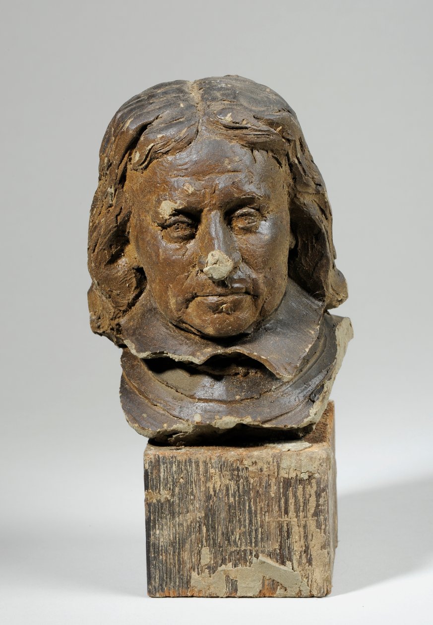 Porträt von Oliver Cromwell (Wachs & Holz) von William Hamo Thornycroft