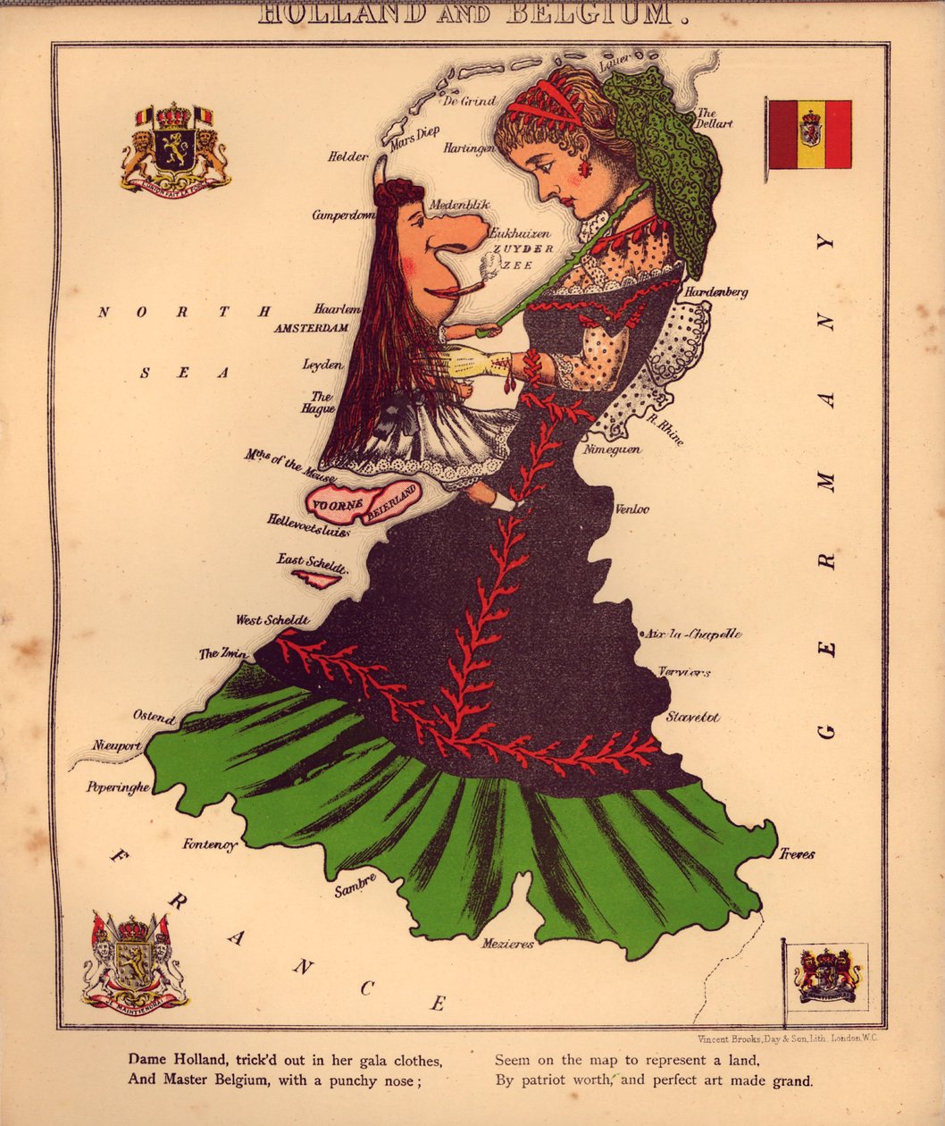 Geografischer Spaß - humorvolle Umrisse verschiedener Länder, mit einer Einführung und beschreibenden Zeilen von William Harvey