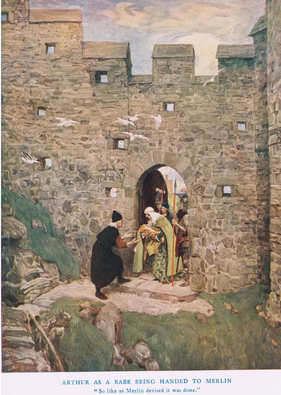 Arthur als Kind wird Merlin übergeben, Illustration aus 