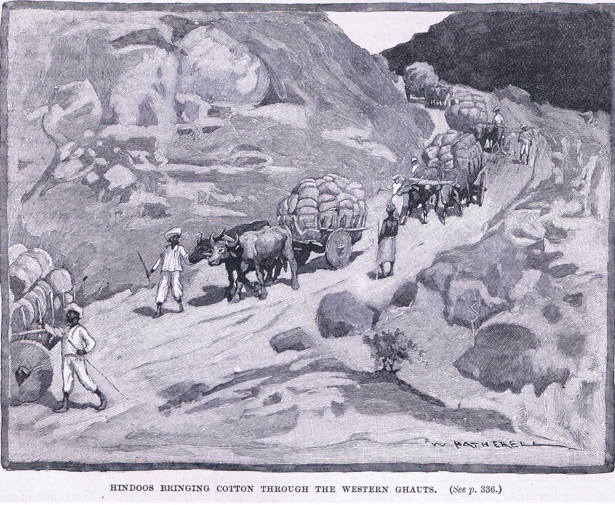 Hindus bringen Baumwolle durch die Westghats, 1862 n. Chr. von William Hatherell