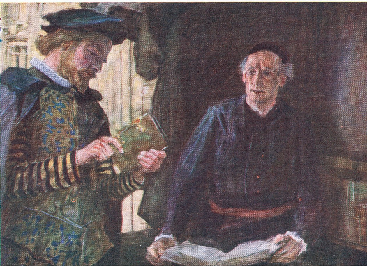 Shakespeare kauft ein Buch an einem Buchstand, aus My Magazine, veröffentlicht 1922 von William Hatherell