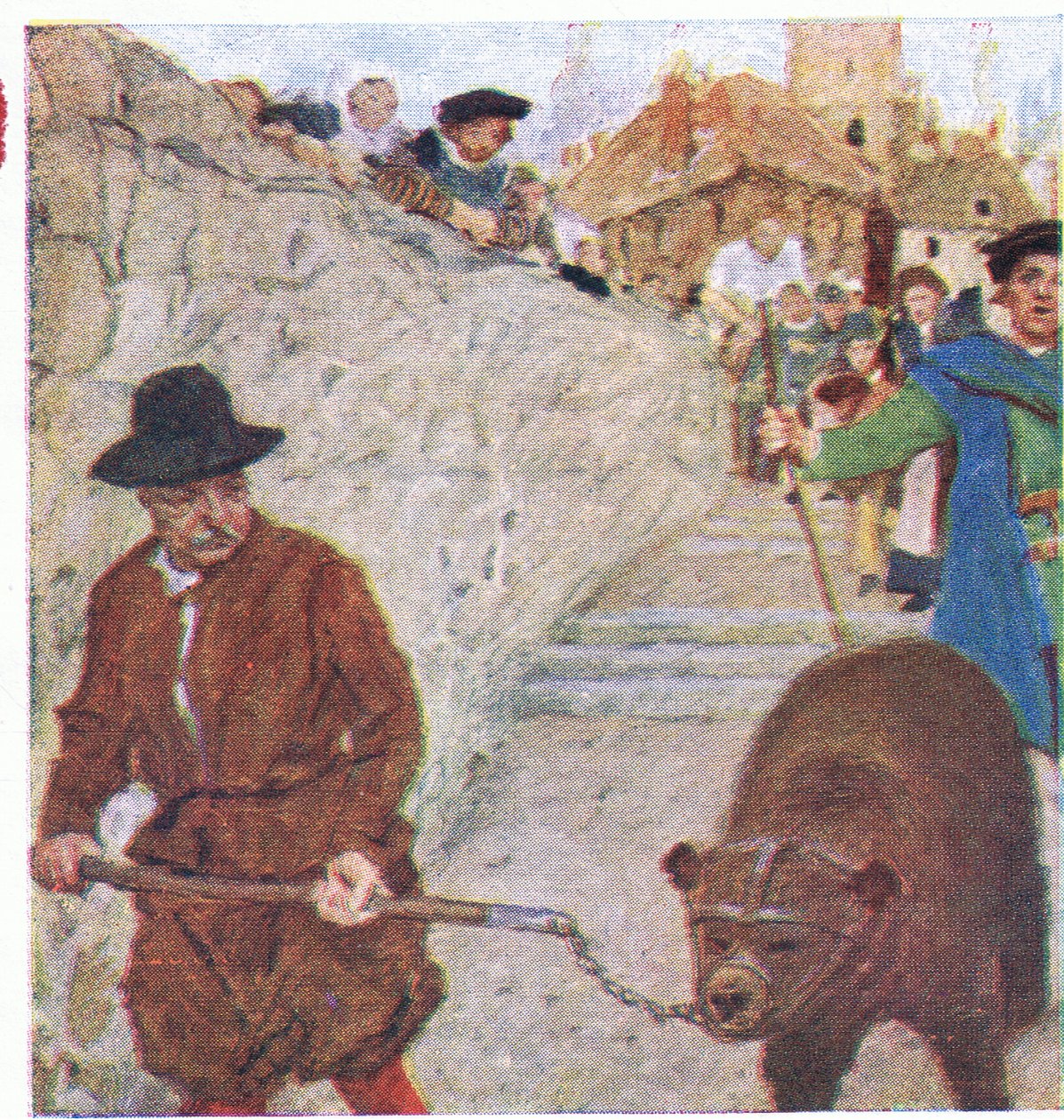 Shakespeare sieht einen Bären auf dem Weg zum Bärengarten in Bankside, aus My Magazine, veröffentlicht 1922 von William Hatherell