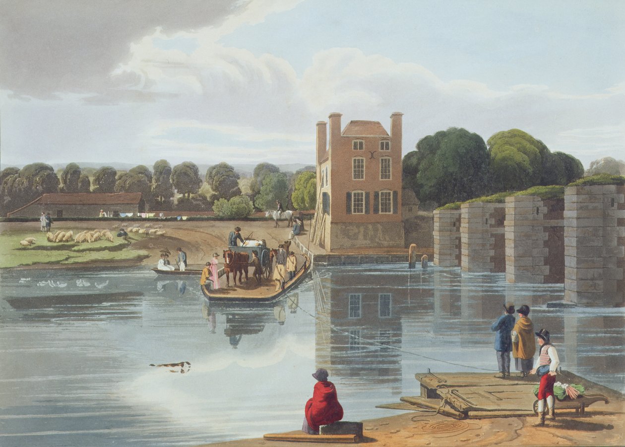 Datchet Fähre, in der Nähe von Windsor, graviert von Robert Havell dem Jüngeren, veröffentlicht 1818 von William Havell