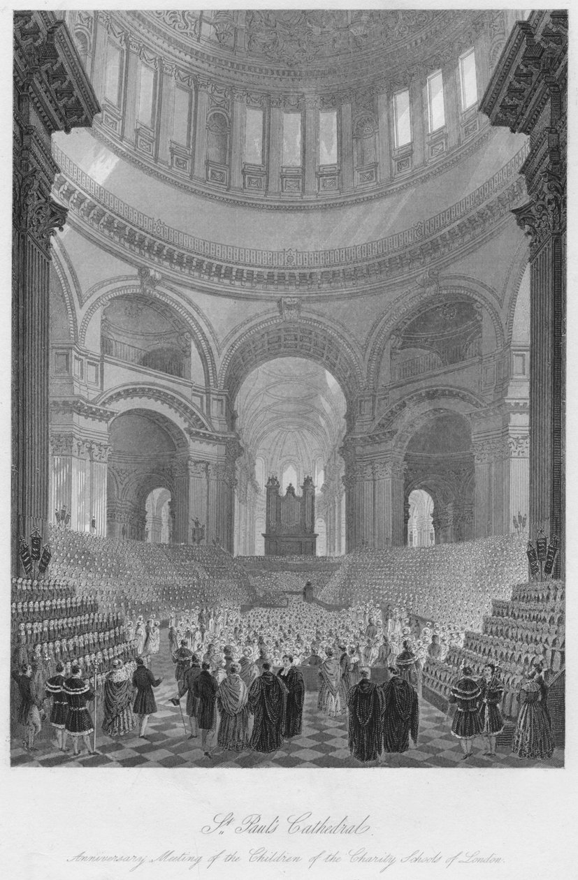 St. Pauls Kathedrale. Jahrestreffen der Kinder der Wohltätigkeitsschulen von London, um 1841 von William Haydon Fuge