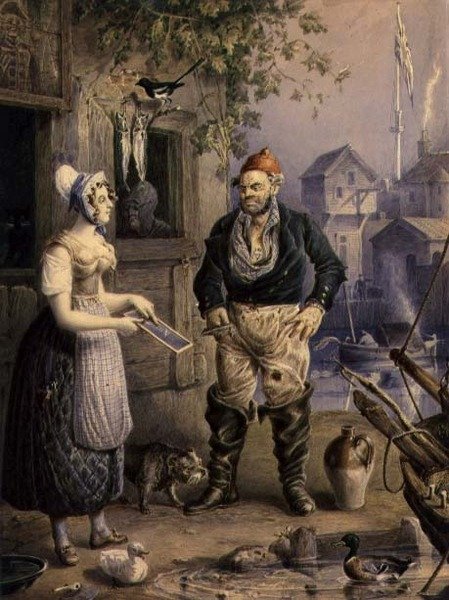 Ein Fischer und ein Mädchen, ca. 1830 von William Heath