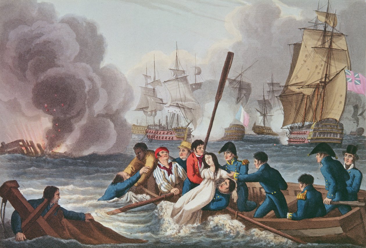 Anekdote bei der Schlacht von Trafalgar, graviert von Matthew Dubourg von William Heath