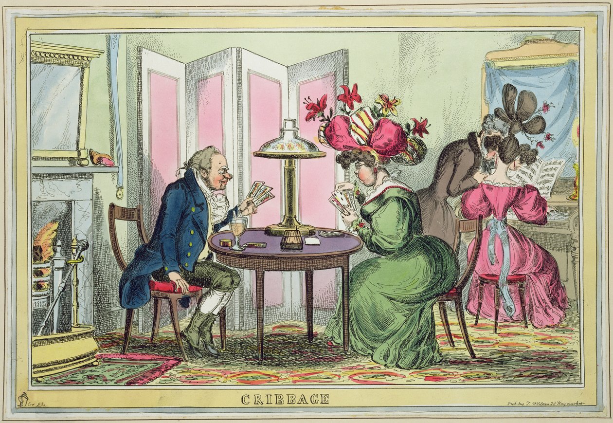 Cribbage, veröffentlicht von Thomas McLean, London von William Heath