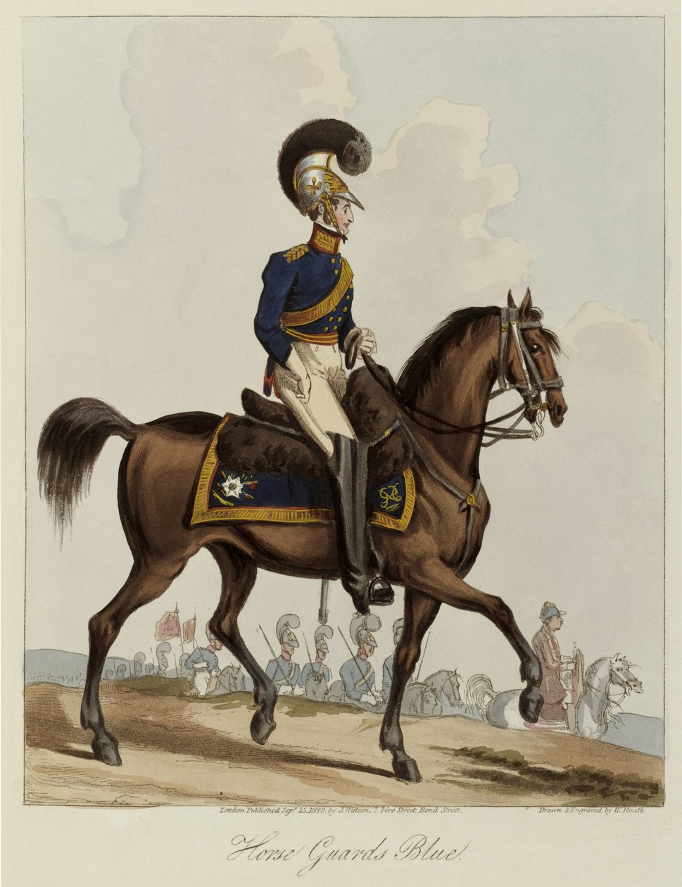 Horse Guards Blue, Uniformstudie des Royal Regiment of Horse Guards, 1820 von William Heath