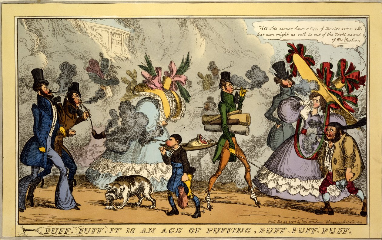 Puff, Puff, es ist ein Zeitalter des Pustens, Puff, Puff, Puff, veröffentlicht von Thos. McLean, London, 1827 von William Heath