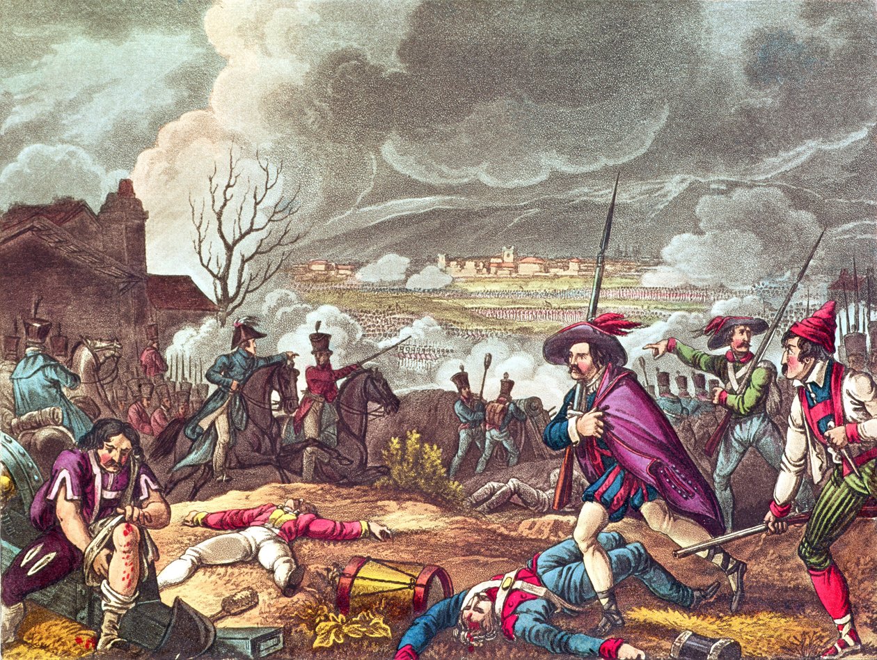 Die Schlacht von Toulouse, 10. April 1814, graviert von J.C. Stadler (Aquatinta) von William Heath