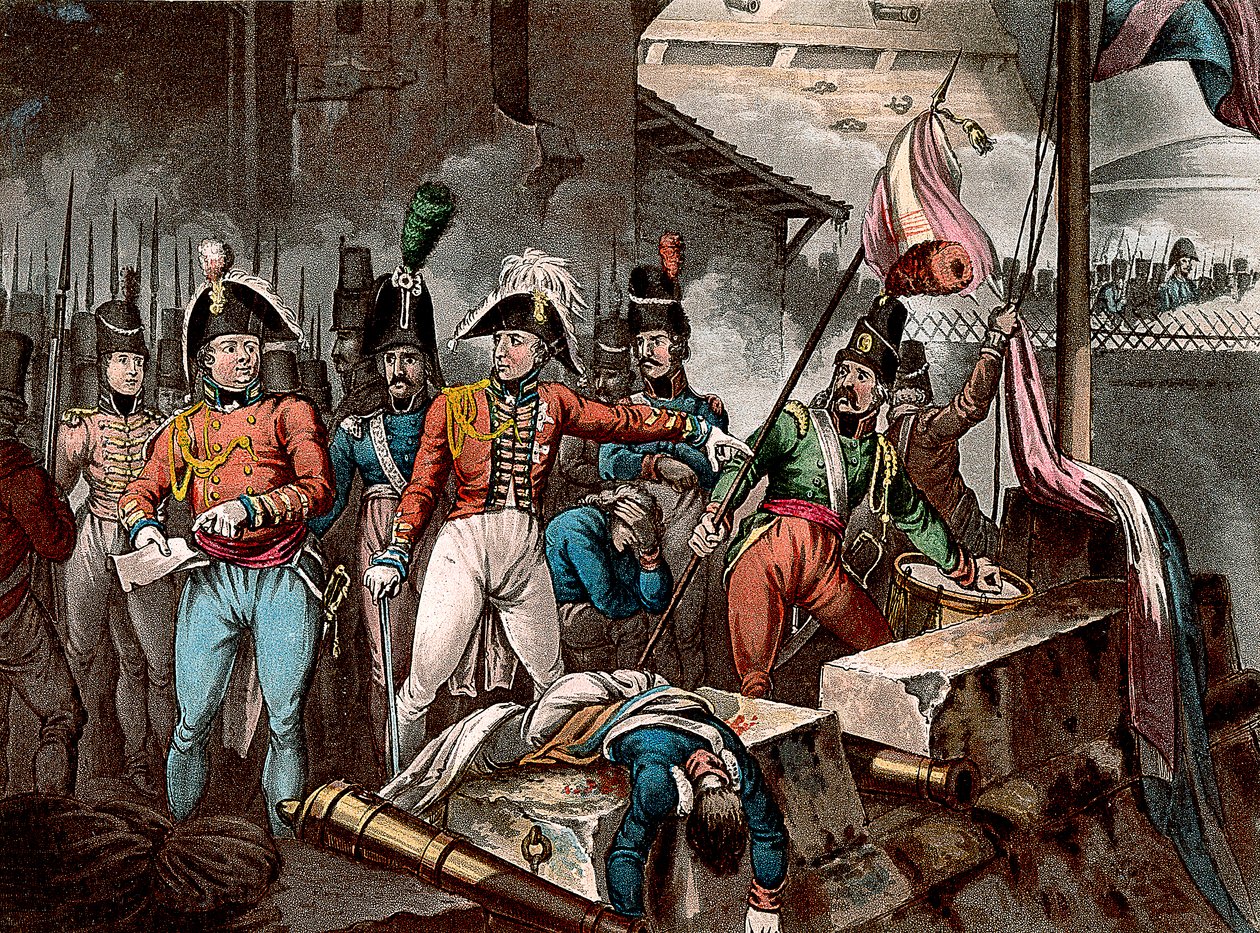 Der Herzog von Wellington bei der Einnahme von Ciudad Rodrigo, Spanien, Halbinselkrieg, 1812 von William Heath