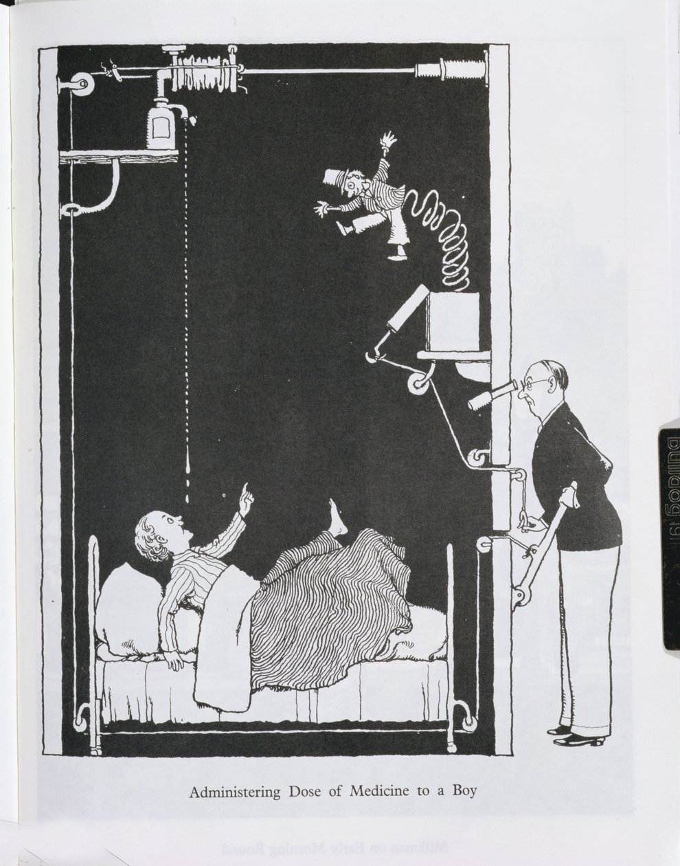 Verabreichung einer Medizin an einen Jungen, Illustration aus 