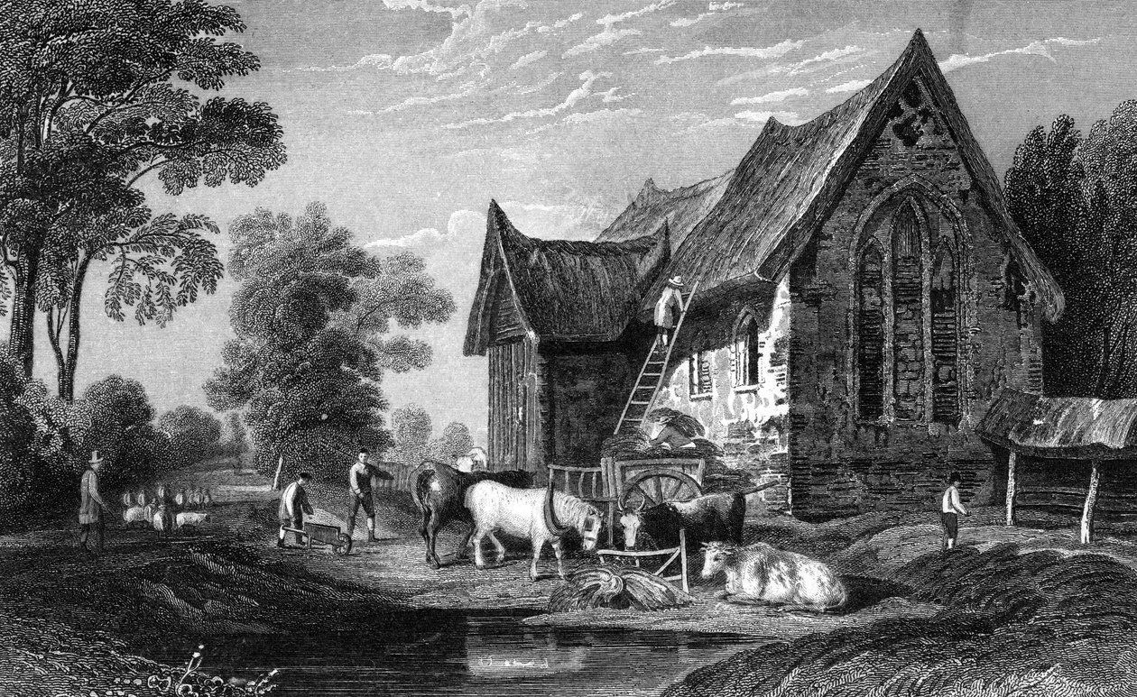Coggeshall Abbey, Essex, veröffentlicht von George Virtue, 1833 von William Henry Bartlett