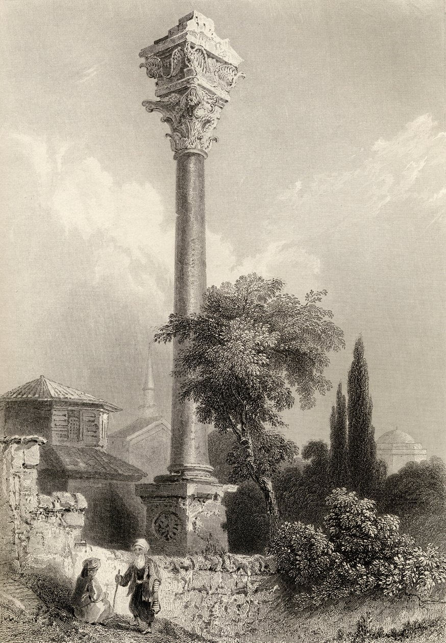 Säule des Marcian, Istanbul, Türkei, graviert von H. Adlard von William Henry Bartlett