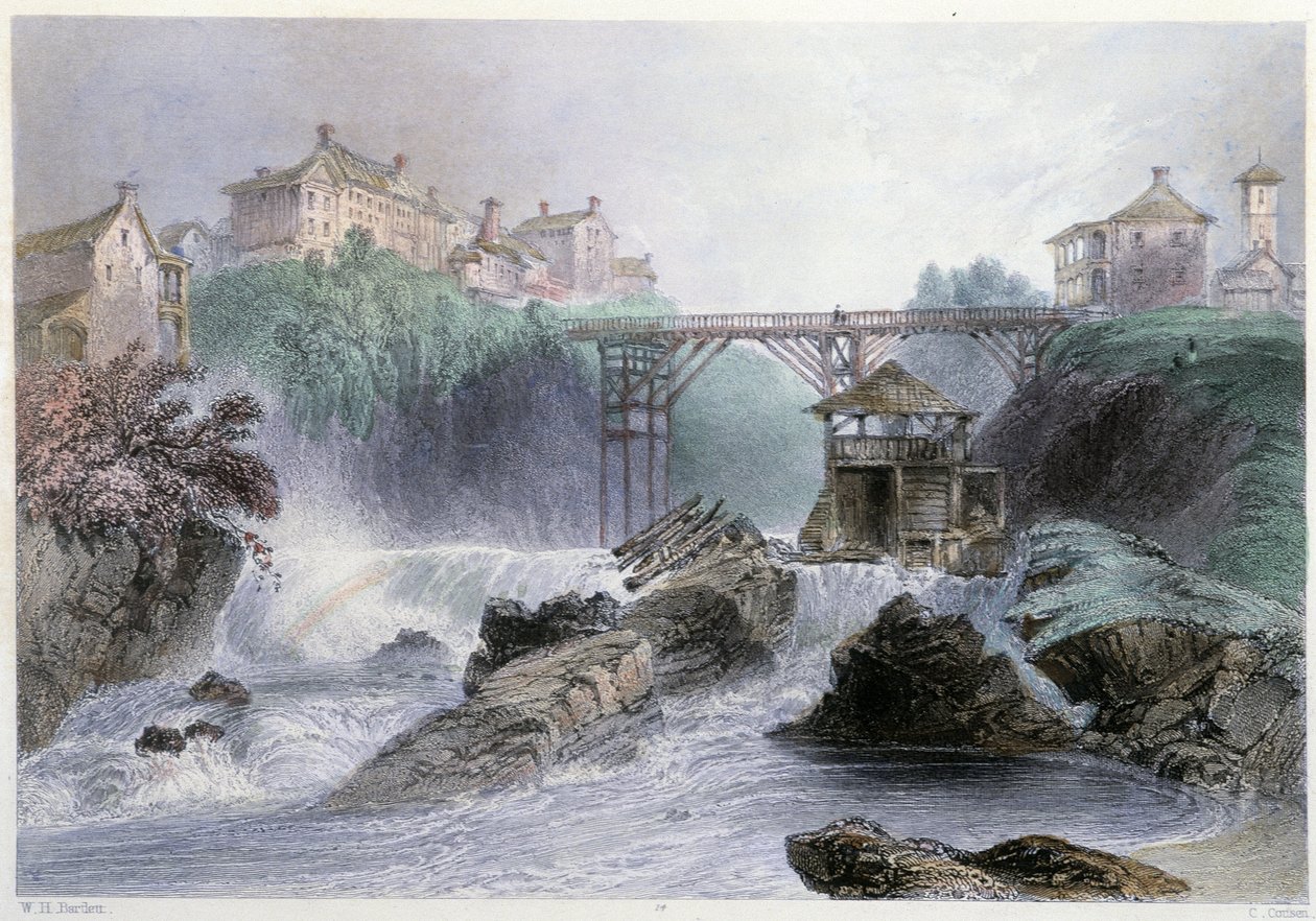 Brücke in Sherbrooke - in „Canadian Scenery illustrated“ von William Henri Barlett, ed. George Virtue von William Henry Bartlett