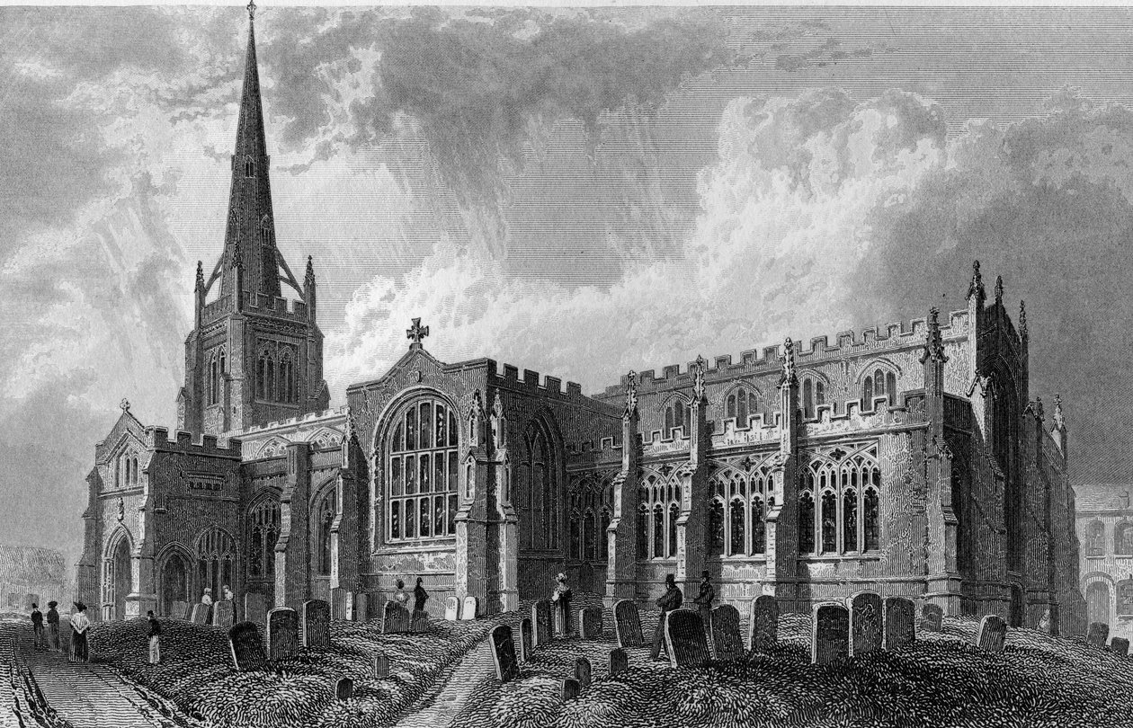 Thaxted Kirche, Essex, graviert von Robert Sands, 1831 von William Henry Bartlett