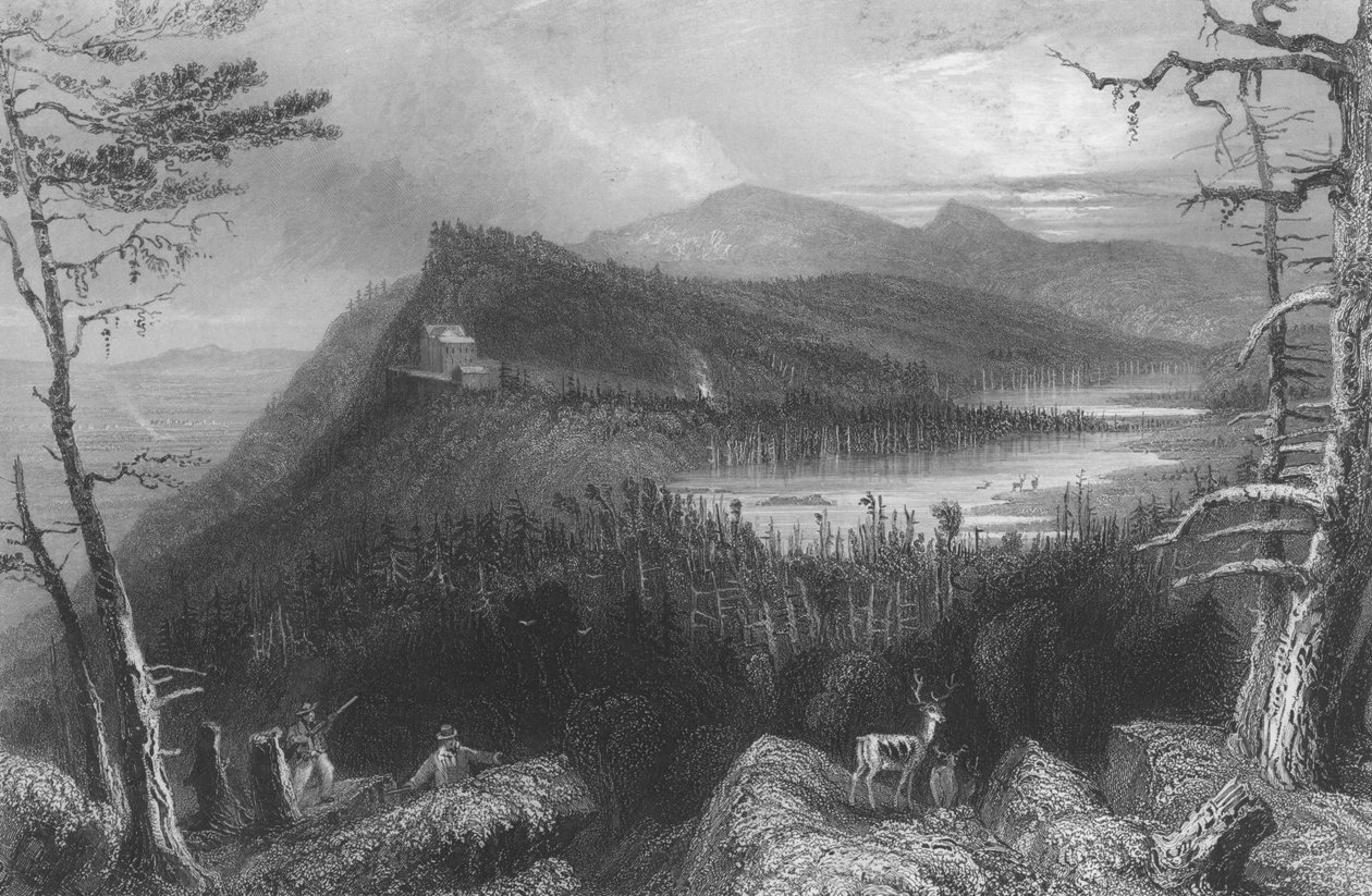 Die zwei Seen und das Berghaus in den Catskills, 1838 von William Henry Bartlett