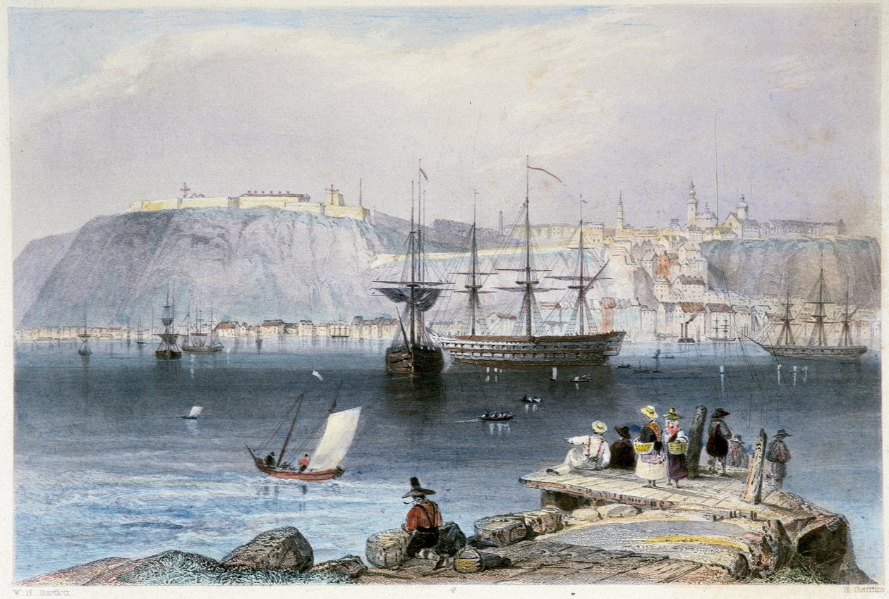 Ansicht von Quebec und seinem Hafen (Kanada) - in „Canadian Scenery illustrated“ von William Henri Barlett, ed. George Virtue von William Henry Bartlett