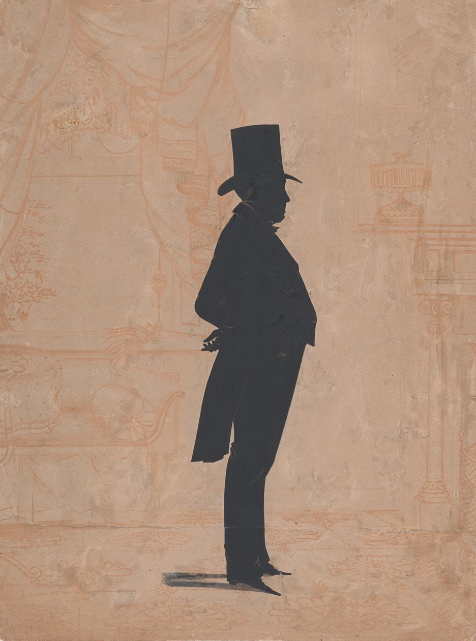 Silhouette eines unbekannten Mannes mit Zylinder und Frack von William Henry Brown