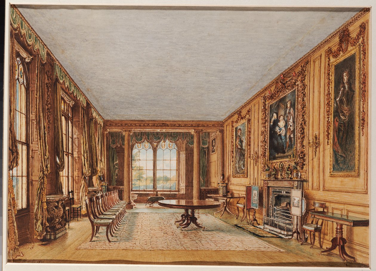 Das Winter-Esszimmer des Earl of Essex in Cassiobury, 1821 von William Henry Hunt