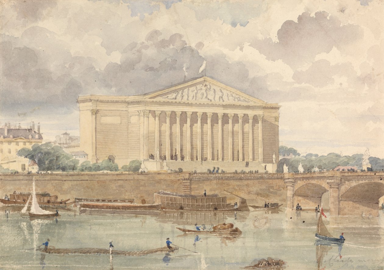 Chambre des Députés und Pont Louis XVI, 30. Juli 1828, 6 Uhr morgens von William Henry Lake Price
