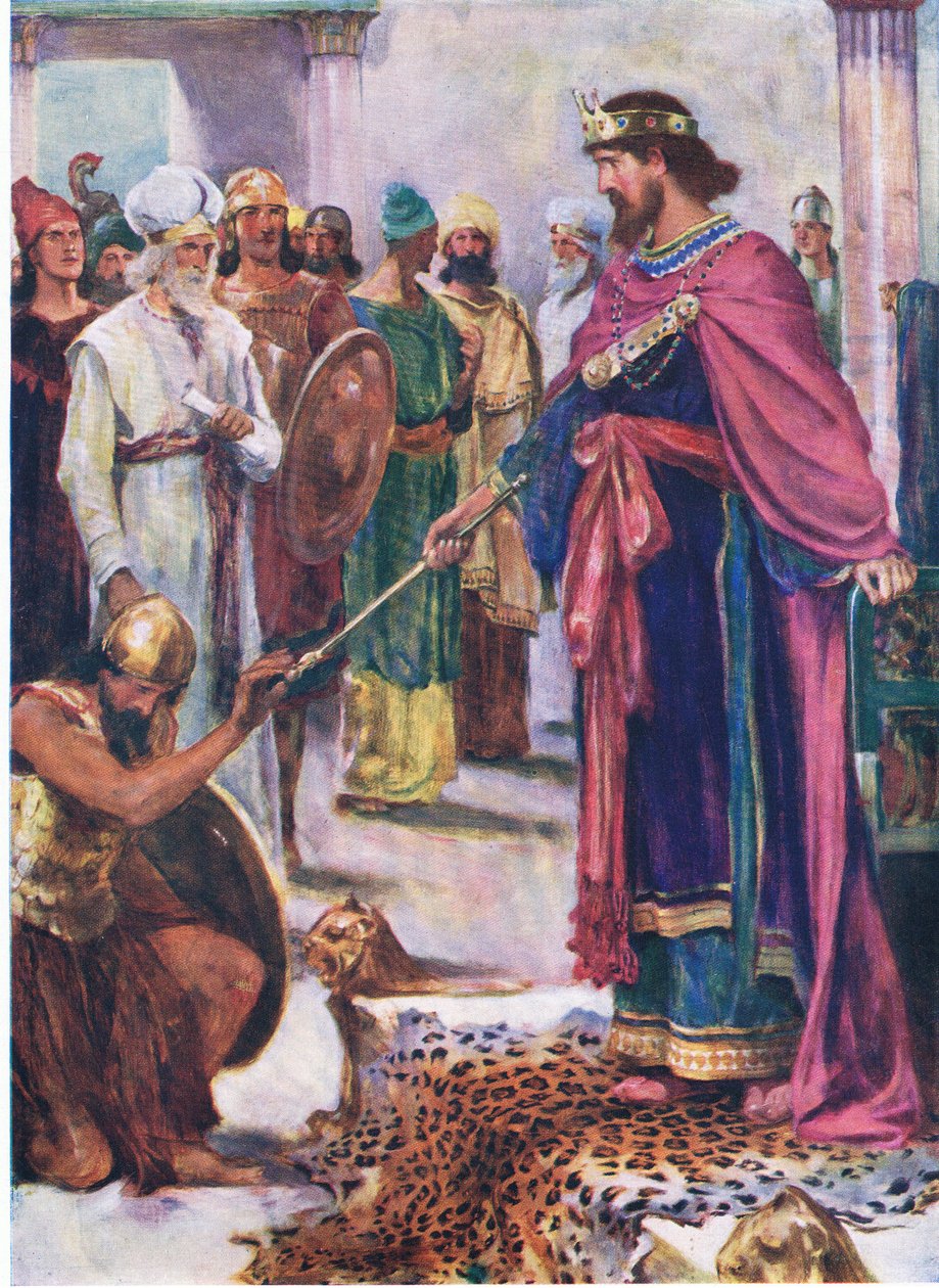 David König über Israel, aus Das Bibelbilderbuch, veröffentlicht von Thomas Nelson, ca. 1950 von William Henry Margetson
