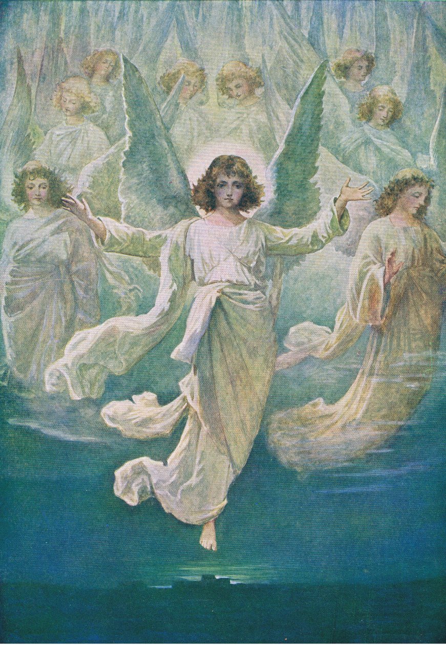 Der Engelchor, aus Das Bibelbilderbuch, veröffentlicht von Thomas Nelson, ca. 1950 von William Henry Margetson