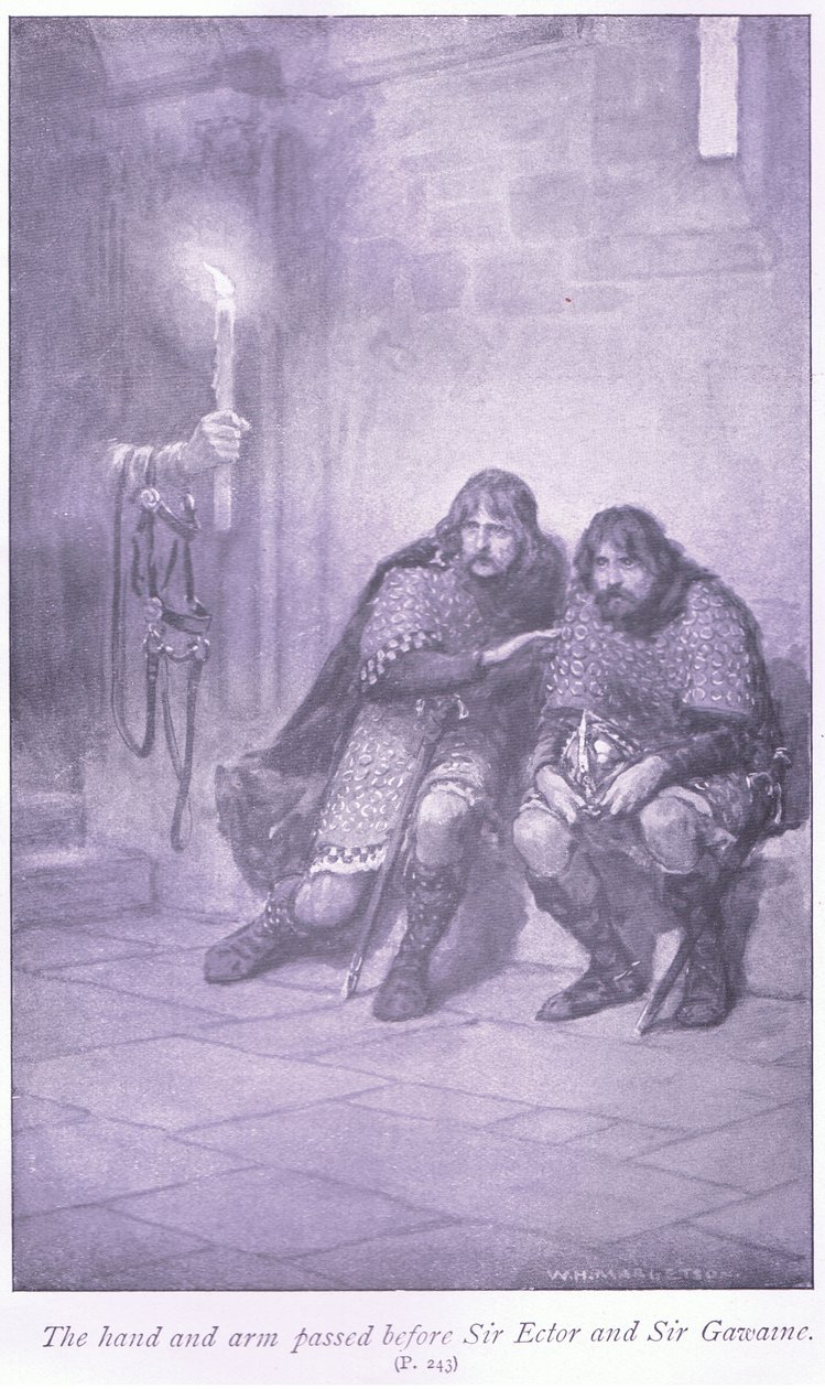 Die Hand und der Arm vor Sir Ectar und Sir Gawaine von William Henry Margetson