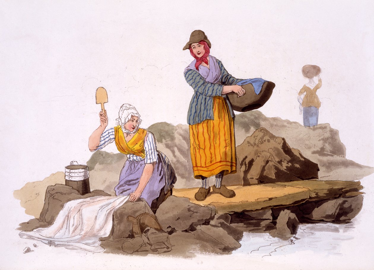 Waschfrauen, aus The Costumes of Great Britain, veröffentlicht von Henry Miller, 1805 von William Henry Pyne