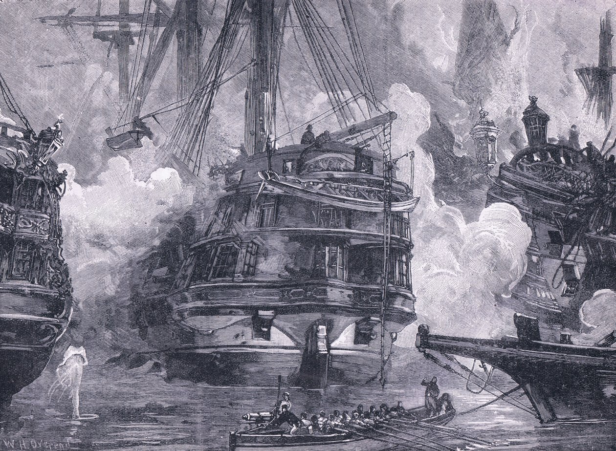 Die Schlacht von Navarino 1828 (Lithographie) von William Heysham (after) Overend