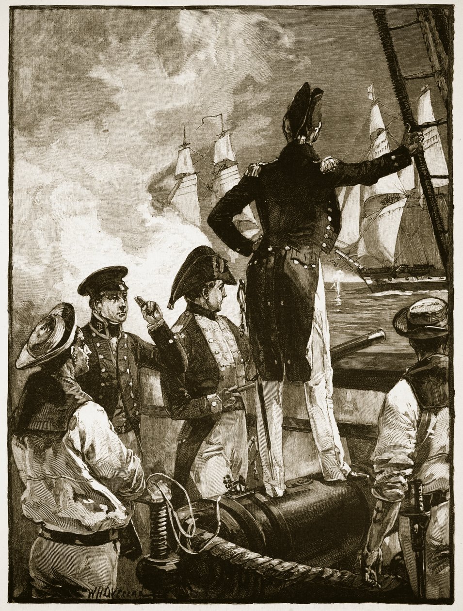 Kapitän Walpole fängt die Schiffe des Herzogs von Saldanha ab, Illustration aus 