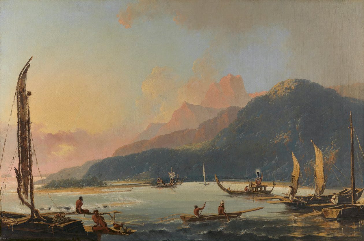 Eine Ansicht der Matavai-Bucht auf der Insel Otaheite [Tahiti] von William Hodges