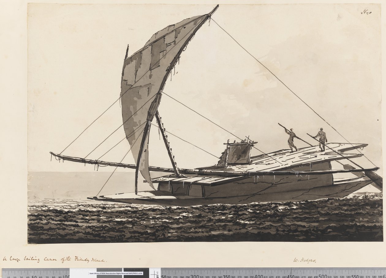 Seite 20 Ein großes Segelkanu der Freundlichen Inseln von William Hodges