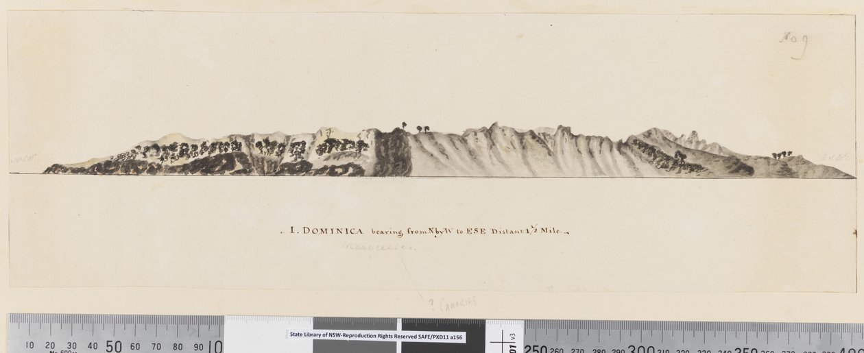 Seite 25a/c 1. Dominica von NNW bis ESE in 1 1/2 Meilen Entfernung von William Hodges