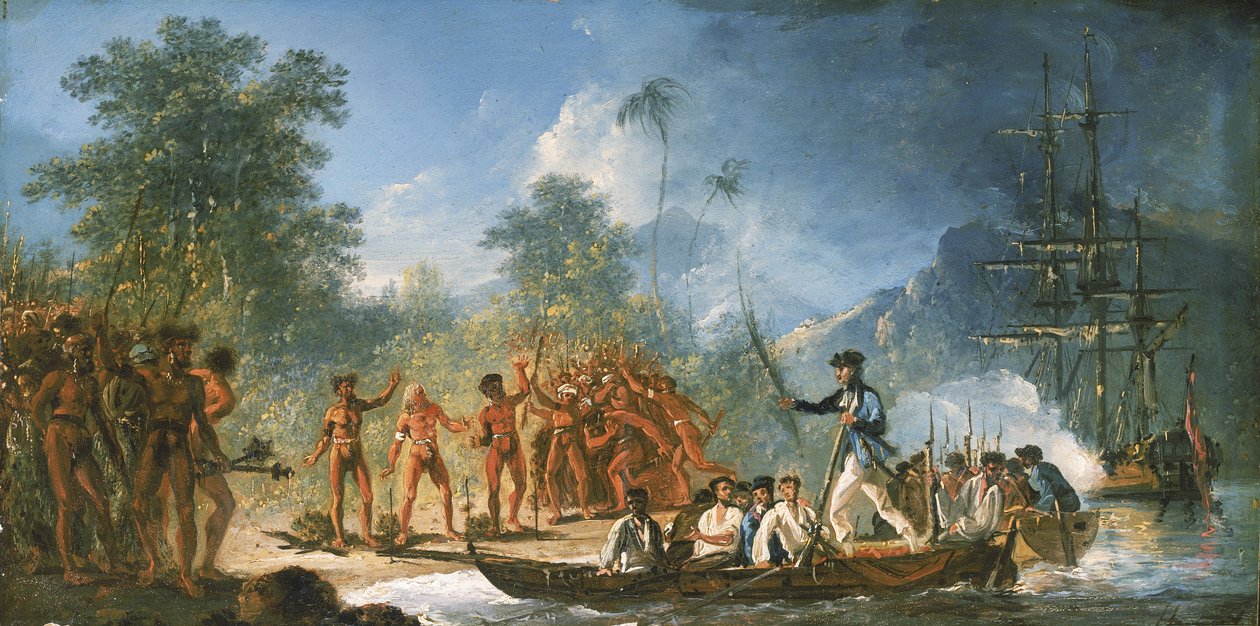 Die Landung in Tanna (Tana), eine der Neuen Hebriden von William Hodges