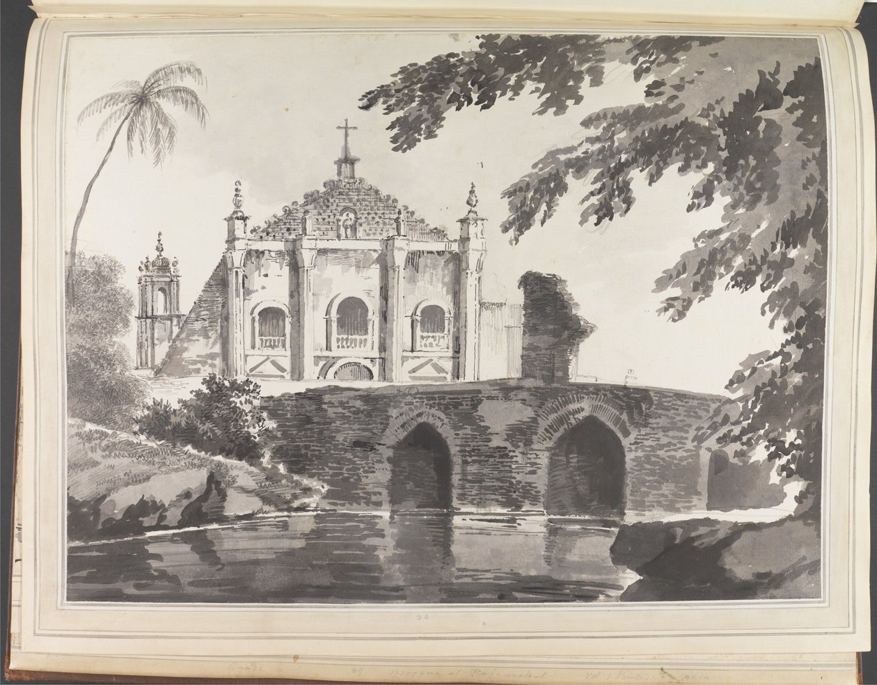 Ansicht einer Brücke und einer christlichen Kirche von William Hodges