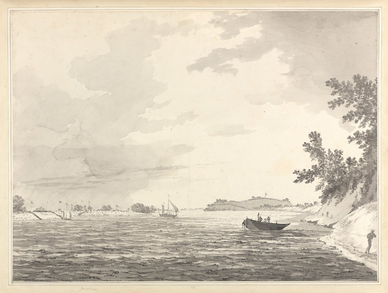 Ansicht eines Militärlagers mit Chunargarh in der Ferne von William Hodges