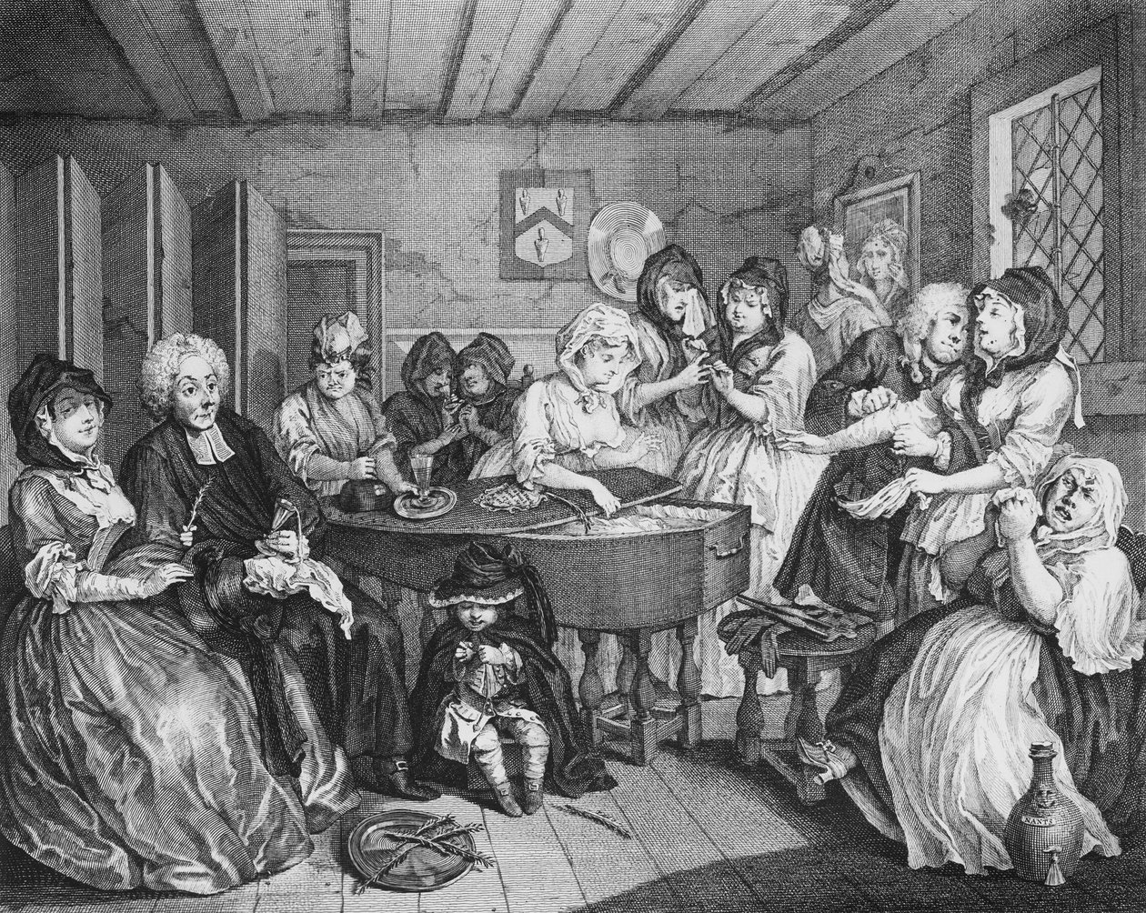 Der Lebensweg einer Dirne, Platte VI, Die Beerdigung von William Hogarth