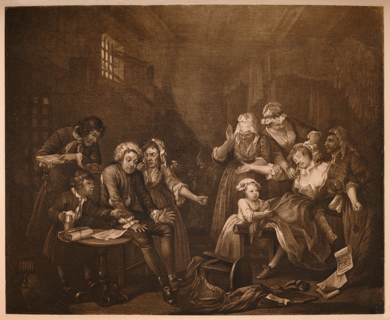 Ein Wüstling Fortschritt - 7: Fleet-Gefängnis, 1733 von William Hogarth