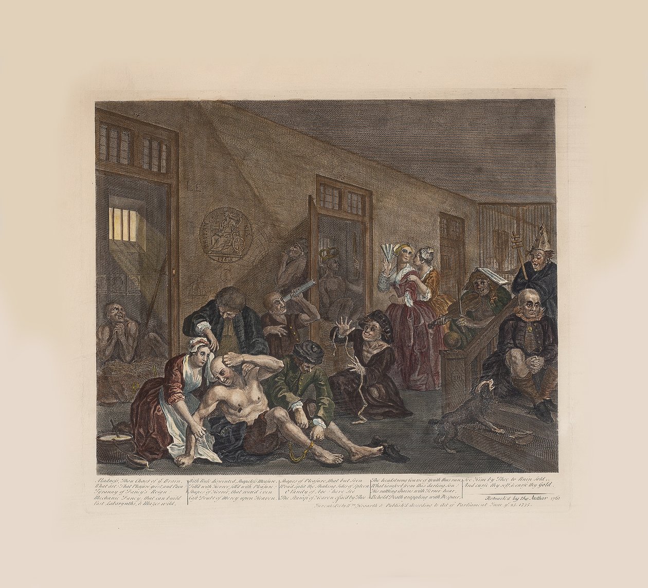 Der Lebensweg eines Wüstlings, Platte 8: Im Irrenhaus, ca. 1735 von William Hogarth