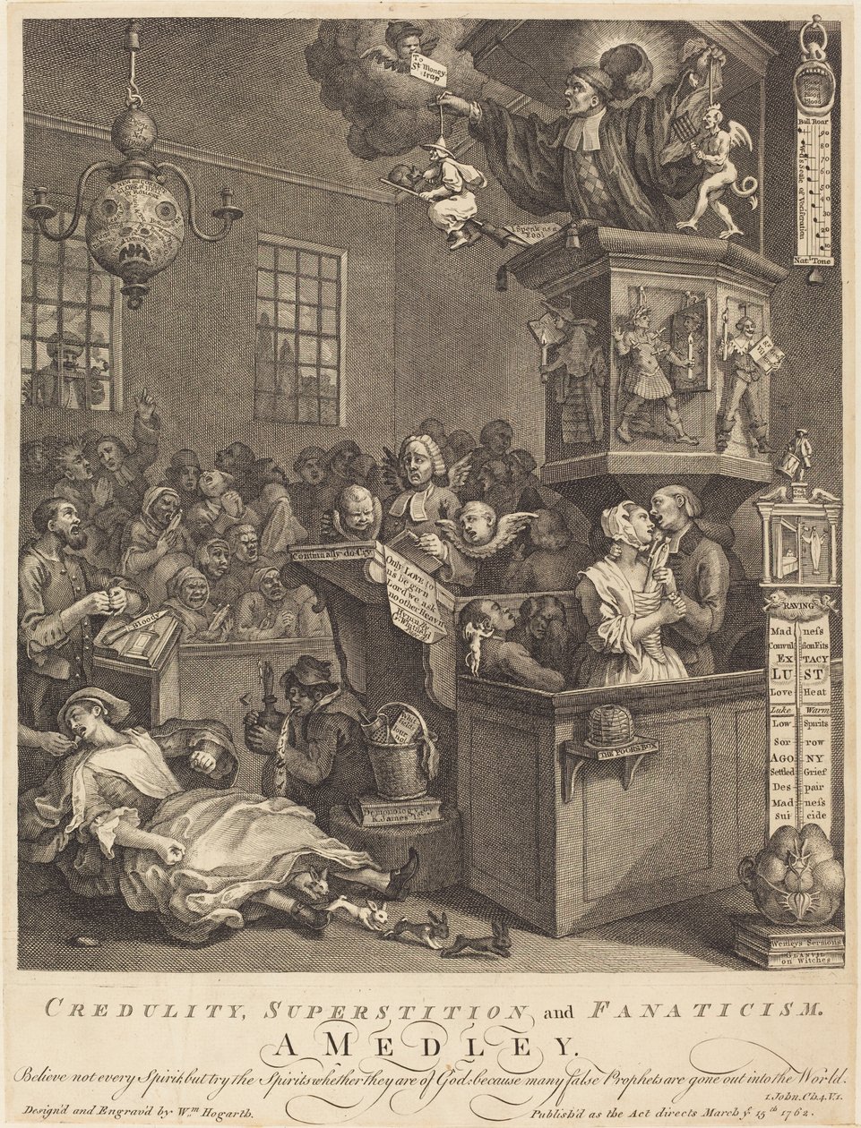 Leichtgläubigkeit, Aberglaube und Fanatismus von William Hogarth