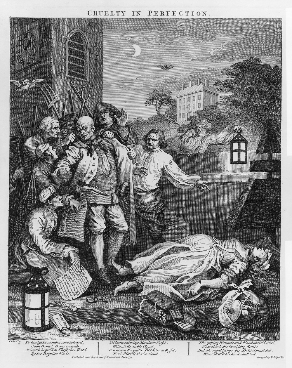 Grausamkeit in Perfektion, aus Die vier Stufen der Grausamkeit, 1751 von William Hogarth