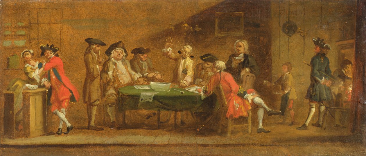 Figuren in einer Taverne oder einem Kaffeehaus, 1720er Jahre von William Hogarth