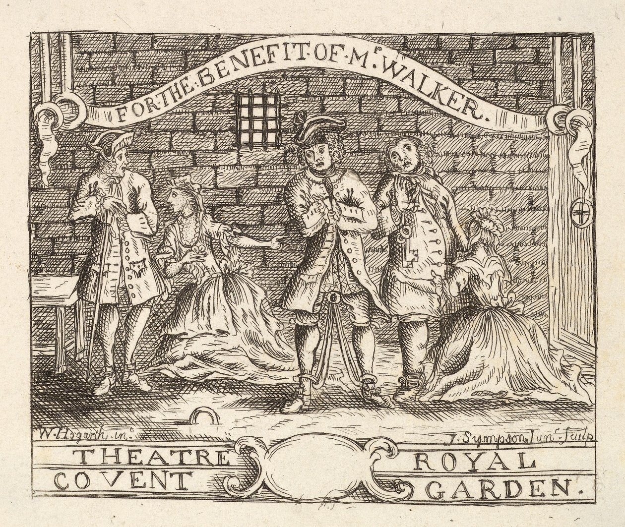 Zum Nutzen von Mr. Walker, Theatre Royal, Covent Garden, veröffentlicht 1822 von William Hogarth