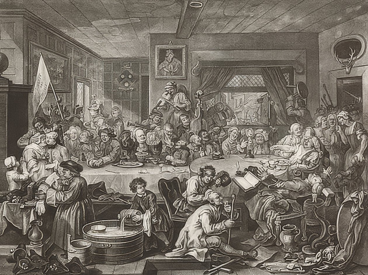 Die Parlamentswahlen. Blatt 1: Ein Wahl-Vergnügen von William Hogarth