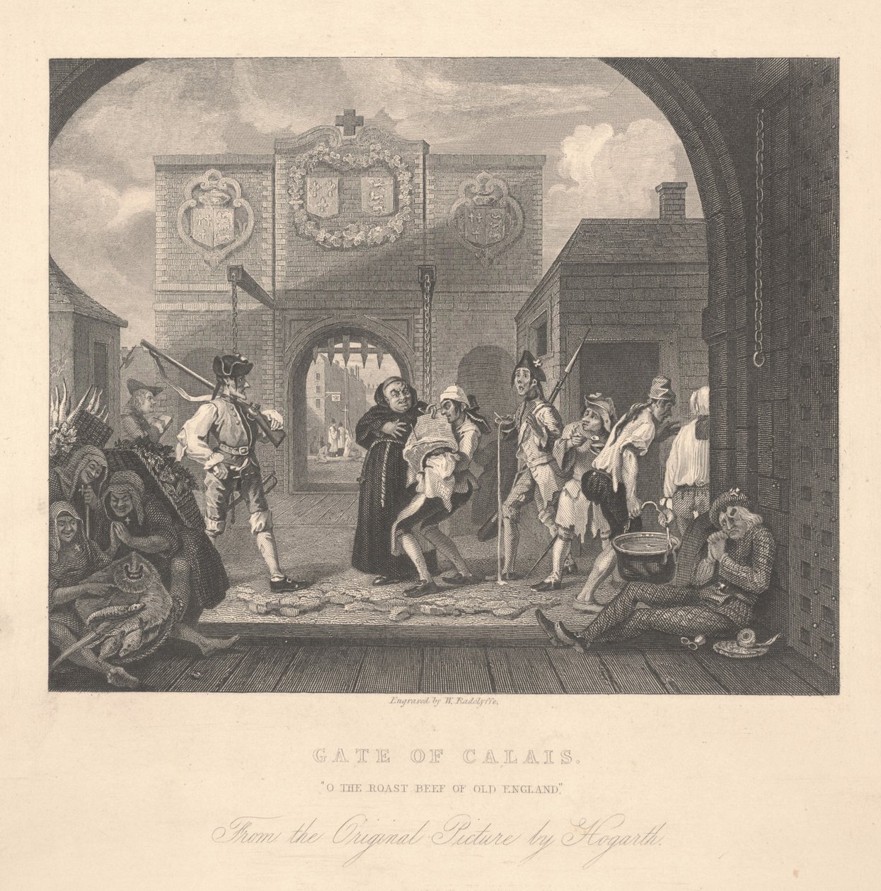 Tor von Calais, graviert von William Radclyffe (1783-1855) von William Hogarth