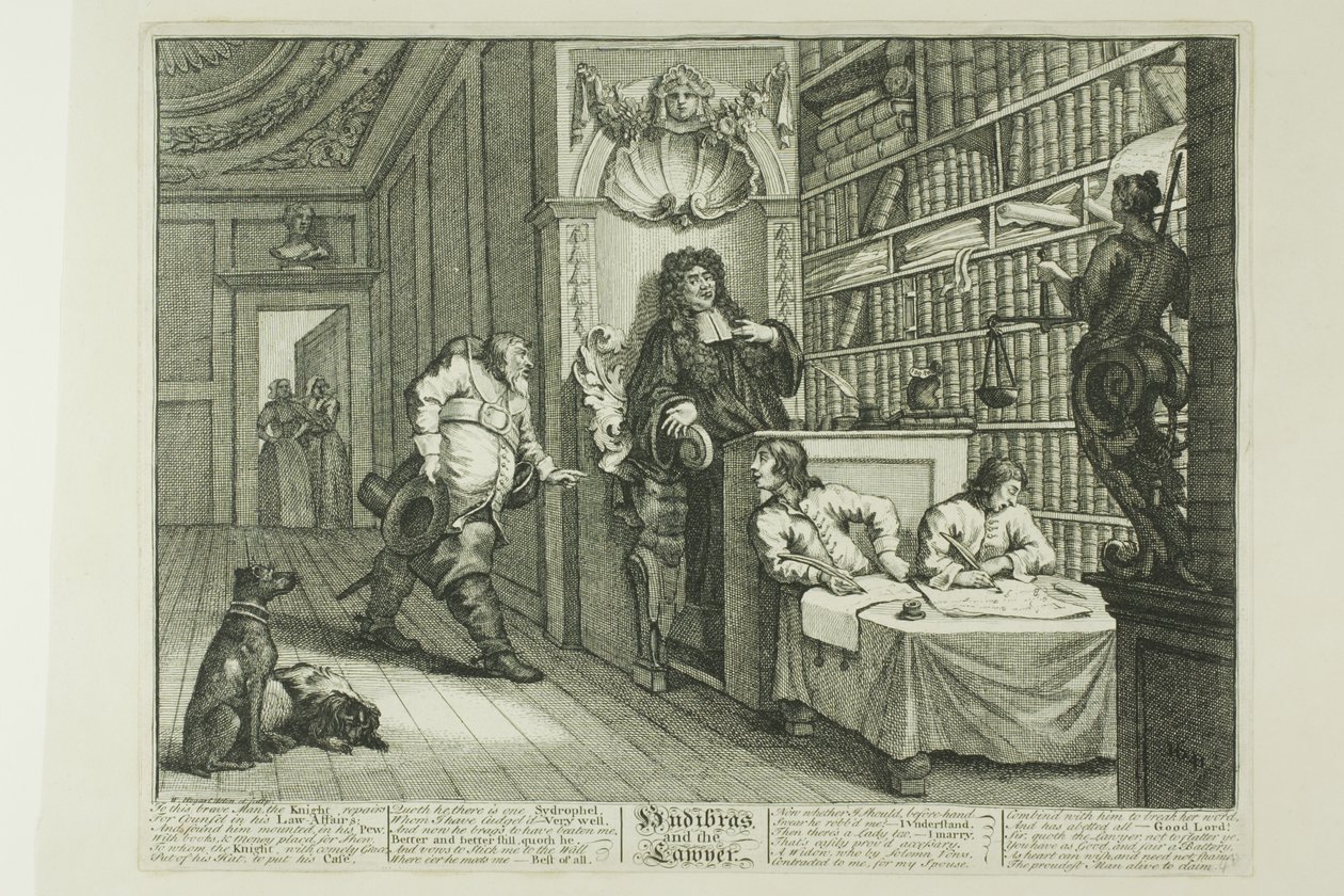 Hudibras und der Anwalt, Tafel zwölf aus Hudibras von William Hogarth