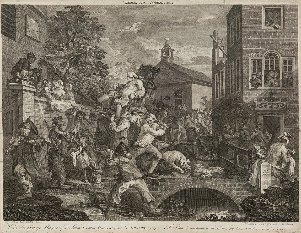 Humours of An Election (Satz von vier) (Gravur) von William Hogarth