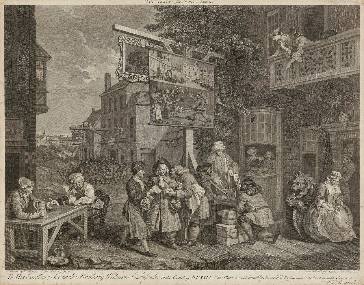 Humours of An Election (Satz von vier) (Gravur) von William Hogarth